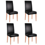 4 db univerzális székhuzat készlet, univerzális méret, poliészter és spandex, 45 x 60 cm, fekete műbőr