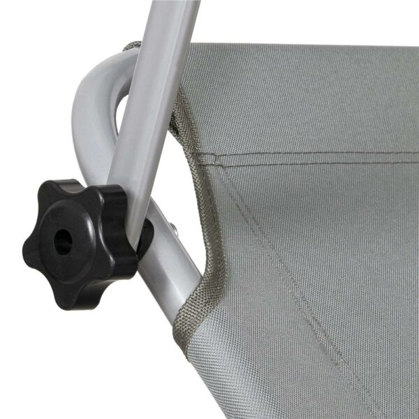 Sezlong pliabil cu parasolar, 188x57x38cm, sarcina 120kg, gri - Image 7