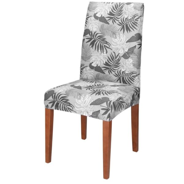 Set 4 huse universale pentru scaun, marime universala, poliester si spandex, 38x70cm, gri cu model floral - Image 8