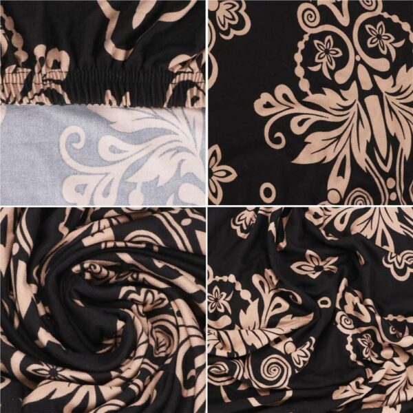 Set 4 huse pentru scaun, marime universala, poliester si spandex, 38x70cm, negru, bej - Image 7