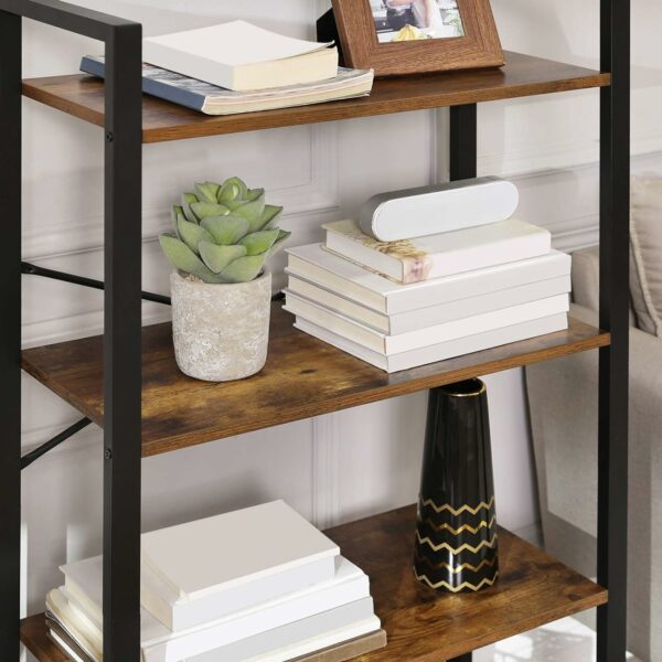 VASAGLE Biblioteca cu 4 etaje din lemn, cadru otel, stil industrial, 66x30x120cm, maro rustic - Image 8