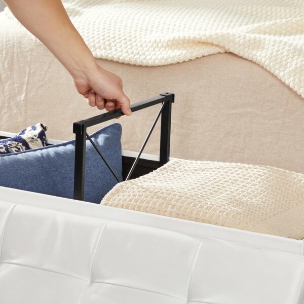 SONGMICS Taburet pliabil cu sezut moale, spatiu de depozitare 120litri, maxim 300kg, 110x38x38cm, alb - Image 9