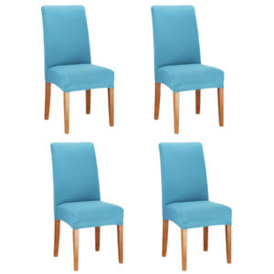 Set 4 huse universale pentru scaun, marime universala, poliester si spandex, albastru deschis