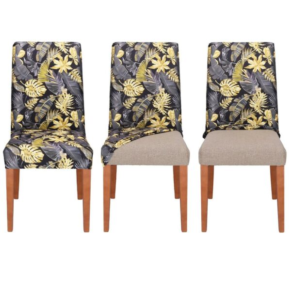Husa pentru scaun, marime universala, poliester si spandex, 38x70cm, gri si galben - Image 8