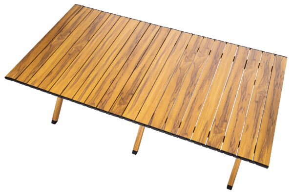 Kempingasztal gyors összecsukható rendszerrel, acél fémvázas, 118x60x45cm, barna - Image 9