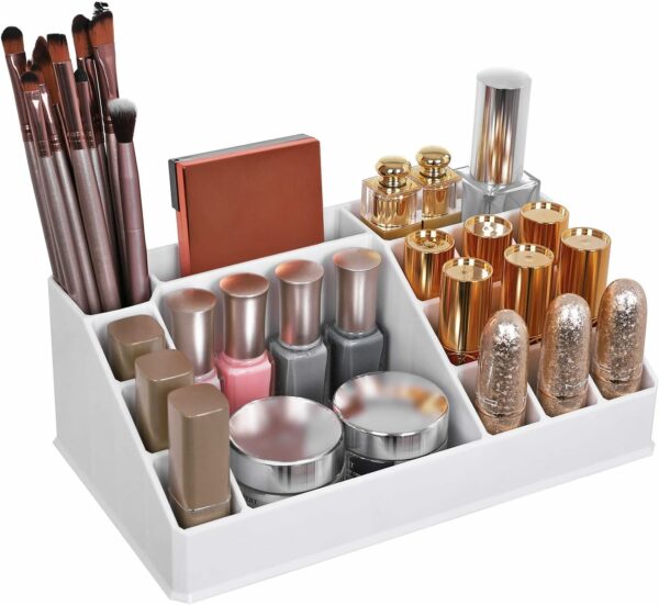 SONGMICS Cosmetics rendszerező, 4 fiókkal és 16 különböző méretű rekesszel, 24x14x19cm, fehér - Image 2