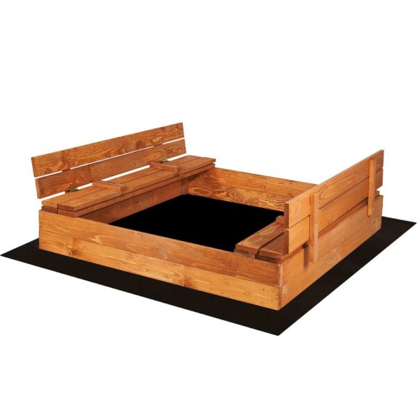 Fa homokozó, 2 db fedővé alakítható paddal, 120x120cm - Image 9