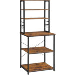 VASAGLE Raft de bucatarie, spatiu cuptor cu microunde, 6 rafturi, 40x60x167cm, maro rustic si negru