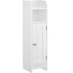 VASAGLE Fürdőszoba szekrény, szűk helyekre, polcokkal és ajtóval, 18x20x80 cm, fehér