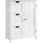 VASAGLE Fürdőszoba szekrény, 3 fiókkal és állítható ajtós polccal, 60x30x81 cm, fehér