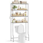 SONGMICS Fürdőszoba tárolópolc, a mosógépre vagy a wc csészére átlapolva, 30x83x176 cm, ezüst