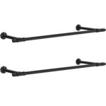 SONGMICS 2 db fém sín készlet ruhaakasztáshoz, falra szerelhető, ipari megjelenés, 84x30x7cm, fekete