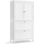 VASAGLE Fürdőszobai szekrény MDF-ből, 2 fiókkal és 2 ajtóval, állítható polccal, 30x60x110 cm, fehér