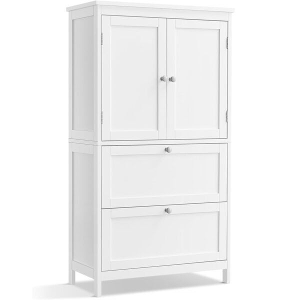 VASAGLE Dulap de baie, din MDF, cu 2 sertare si 2 usi, raft reglabil, 30x60x110cm, alb