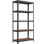 SONGMICS Moduláris fém keretes polc tároláshoz, 5 polc, 180x90x40 cm, terhelés 875 kg, rusztikus barna