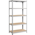 SONGMICS Fém tárolópolc, MDF polcokkal, 5 polc, max. 600 kg, 200x100x50cm, ezüst