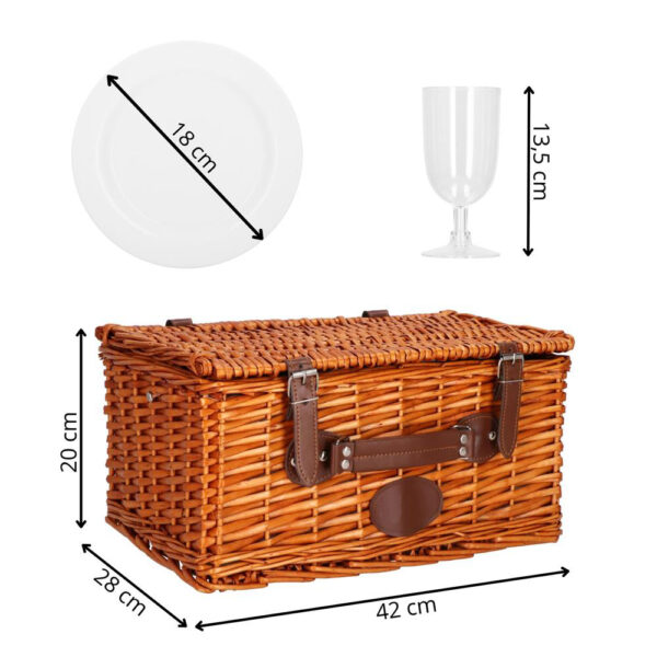 Cos de picnic echipat pentru 4 persoane Deluxe, din rachita, cu vesela si tacamuri, frigorific - Image 22