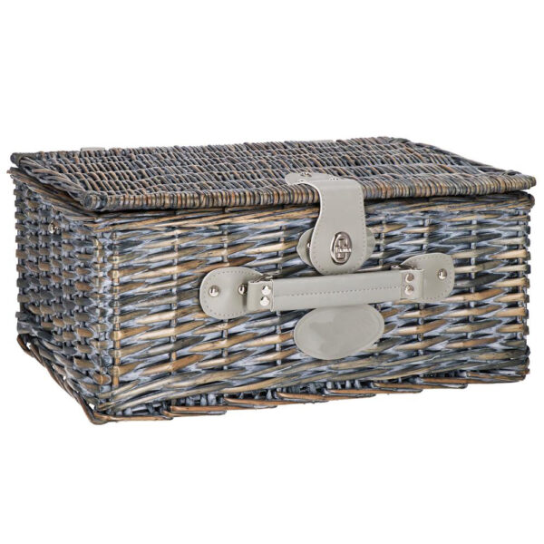 Piknikkosár 4 fő részére Deluxe, fonott, edényekkel, evőeszközökkel, hőszigetelt, szürke - Image 8