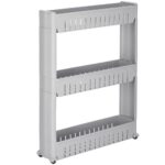 Görgős tárolópolc rendszer konyhába vagy fürdőszobába, 3 polccal, 54x13x70 cm, szürke