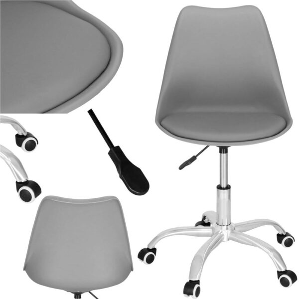 Ergonomikus irodai szék, ökobőr, 150kg, acél talp, szürke - Image 2