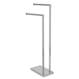 RESIGILAT: Suport metalic de baie pentru prosoape, cu 2 brate, 80 cm, argintiu cromat