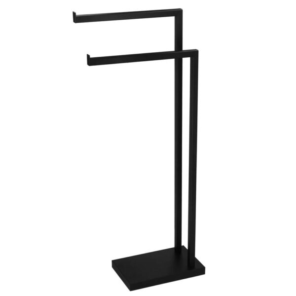 Suport metalic de baie pentru prosoape, cu 2 brate, 80 cm, negru mat - Image 2