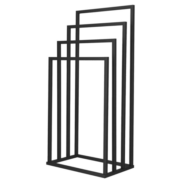 Suport metalic de baie pentru prosoape, cu 4 standuri, 96 cm, negru - Image 2