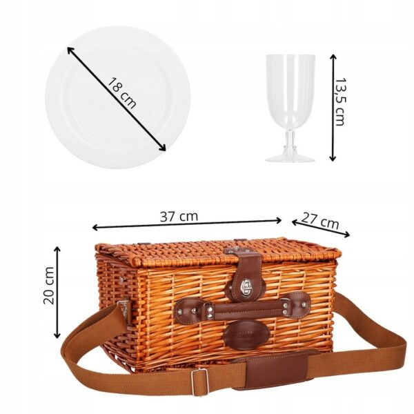 Cos de picnic echipat pentru 2 persoane Deluxe, din rachita, cu vesela si tacamuri, frigorific - Image 2