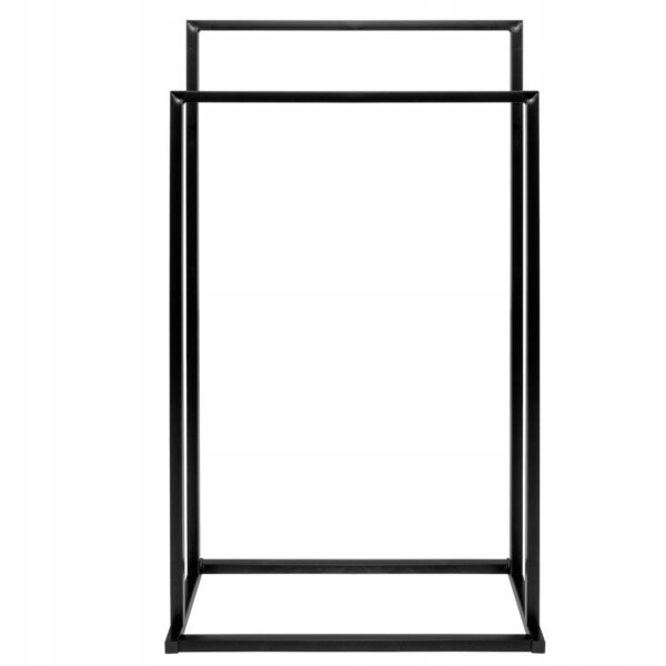 Fém fürdőszobai törölközőtartó, 2 állvánnyal, 84 cm, fekete - Image 2