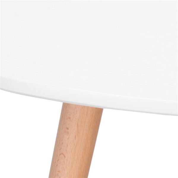 Dohányzóasztal, ovális, átmérő 50 cm, magasság 48 cm, MDF lap, fa lábak, Fehér - Image 11