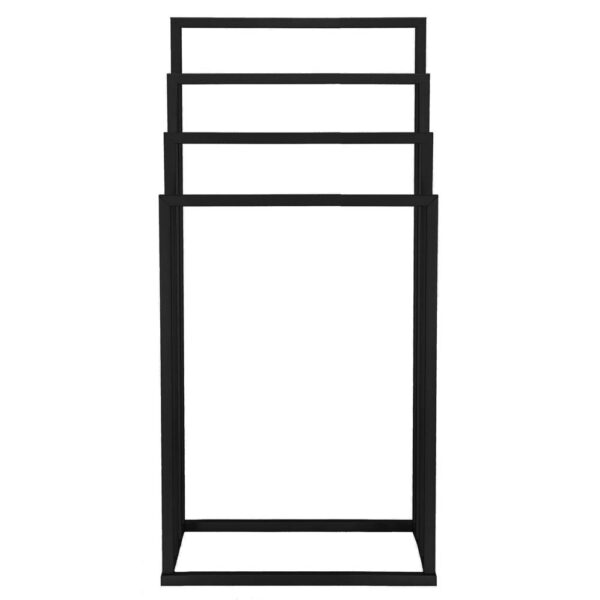 Suport metalic de baie pentru prosoape, cu 4 standuri, 96 cm, negru - Image 10