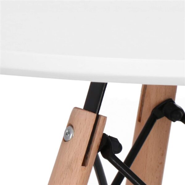 Dohányzóasztal, kerek, átmérő 60 cm, magasság 45 cm, MDF lap, fa lábak, Fehér - Image 10