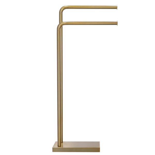 Suport metalic de baie pentru prosoape, cu 2 brate, 80 cm, auriu mat - Image 6