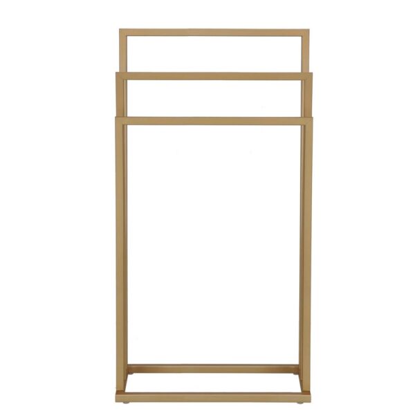 Suport metalic de baie pentru prosoape, cu 3 standuri, 86 cm, auriu mat - Image 11