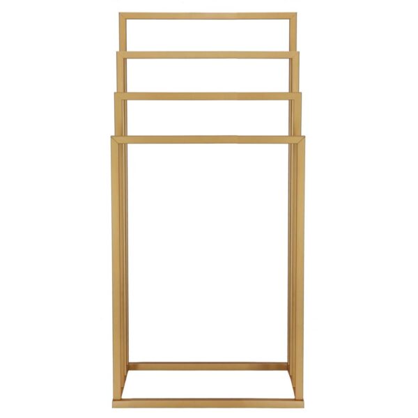 Suport metalic de baie pentru prosoape, cu 4 standuri, 96 cm, auriu mat - Image 11