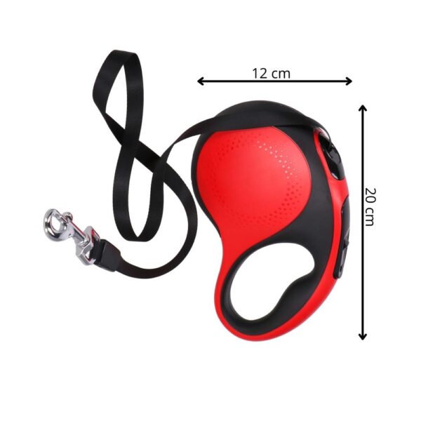 Automata póráz, nagytestű fajtáknak 50 kg-ig, 500 cm, táskatartó, fekete piros - Image 12