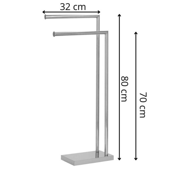 RESIGILAT: Suport metalic de baie pentru prosoape, cu 2 brate, 80 cm, argintiu cromat - Image 15