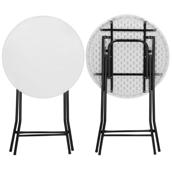 Masa catering profesionala pentru evenimente, inalta, cu picioare metal pliabile, rotunda, d 80 cm, h 110 cm, alb - Image 12