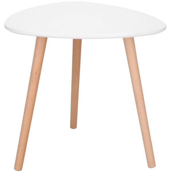 Dohányzóasztal, ovális, átmérő 50 cm, magasság 48 cm, MDF lap, fa lábak, Fehér - Image 13