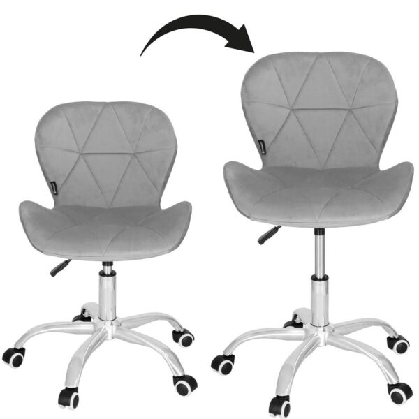 Scaun de birou ergonomic, tapitat cu catifea, 120kg, gri - Image 14
