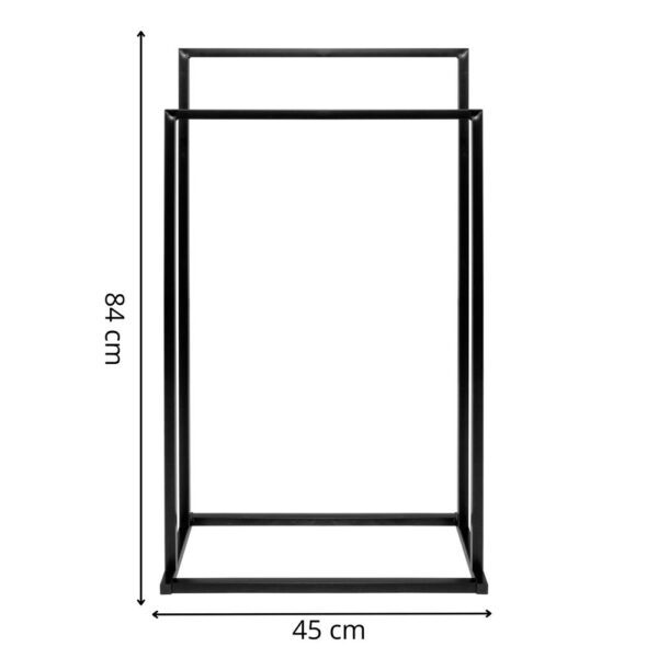Fém fürdőszobai törölközőtartó, 2 állvánnyal, 84 cm, fekete - Image 10
