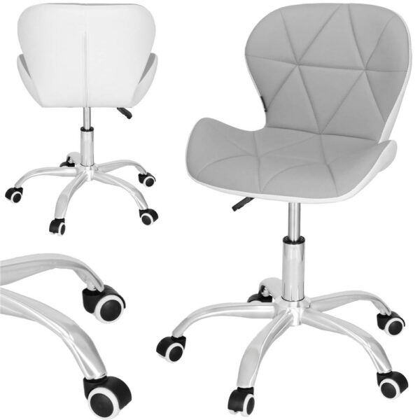 Scaun de birou ergonomic, tapitat cu piele ecologica, 120kg, alb gri - Image 17