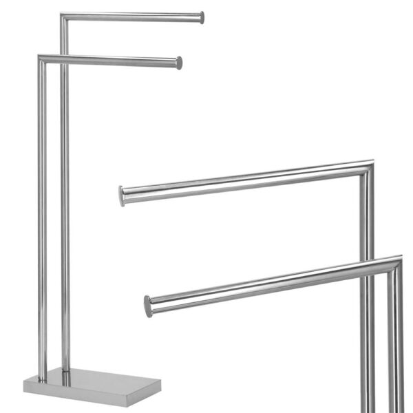 RESIGILAT: Suport metalic de baie pentru prosoape, cu 2 brate, 80 cm, argintiu cromat - Image 16