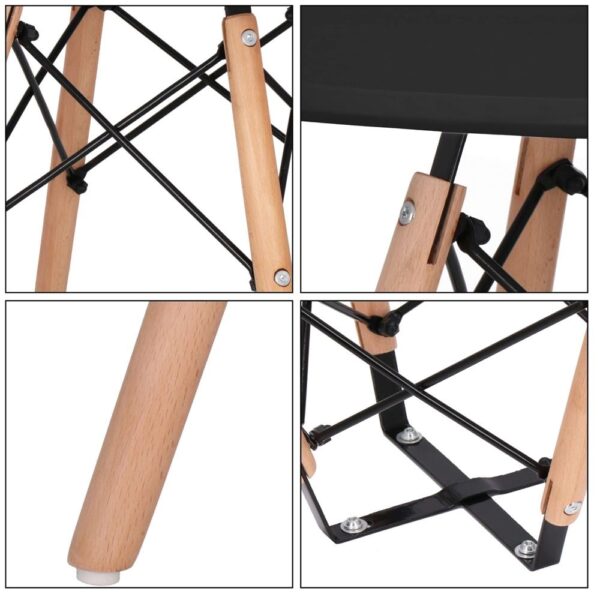 ÚJRACSOMAGOLT TERMÉK: Konyhai étkezőasztal, kerek, átmérő 80 cm, magasság 75 cm, MDF lap, fa lábak, Fekete - Image 17