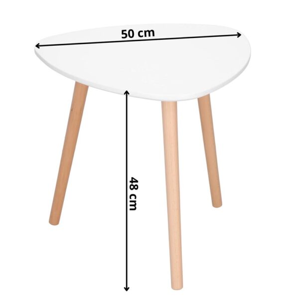 Dohányzóasztal, ovális, átmérő 50 cm, magasság 48 cm, MDF lap, fa lábak, Fehér - Image 14
