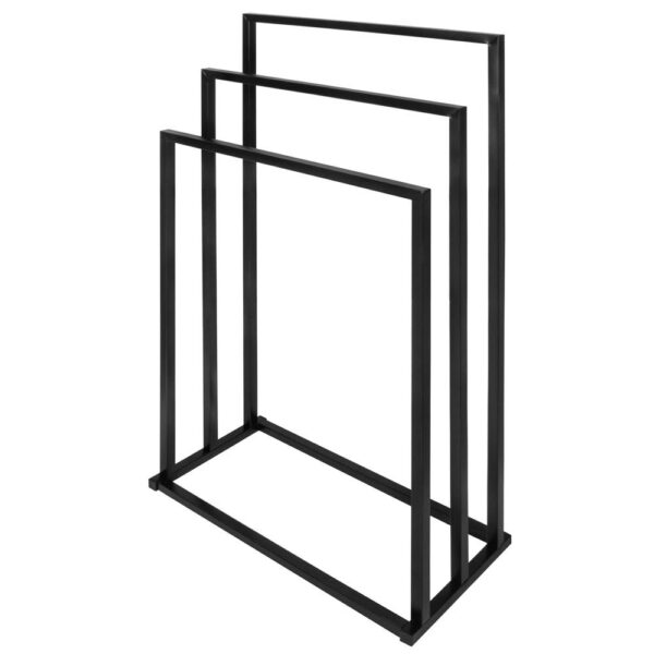 Suport metalic de baie pentru prosoape, cu 3 standuri, 84 cm, negru - Image 13