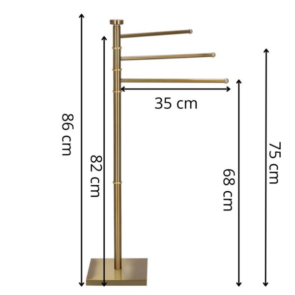 RESIGILAT: Suport cuier pentru prosoape cu 3 brate, inaltime 86cm, auriu lucios - Image 18