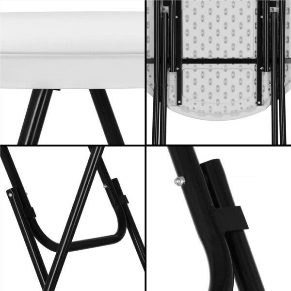Masa catering profesionala pentru evenimente, inalta, cu picioare metal pliabile, rotunda, d 80 cm, h 110 cm, alb - Image 14
