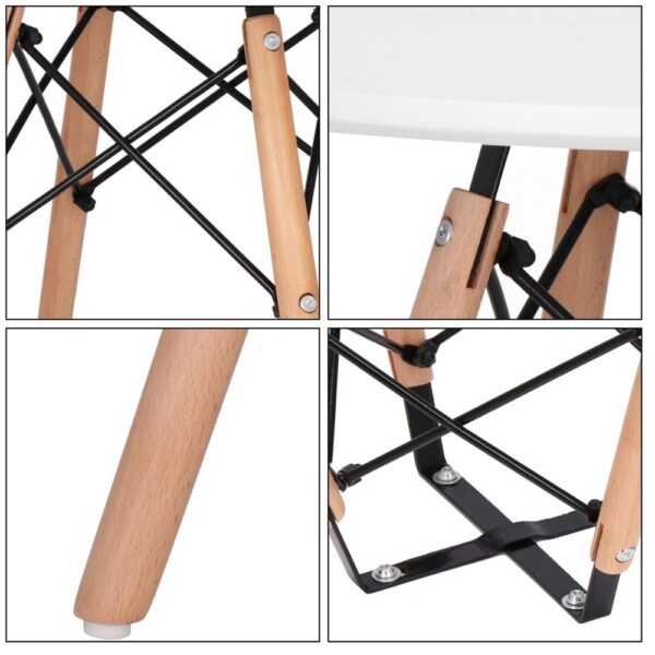 Konyhai étkezőasztal, kerek, átmérő 80 cm, magasság 75 cm, MDF lap, fa lábak, Fehér - Image 14