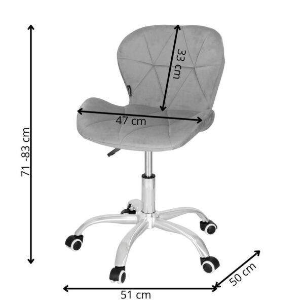 Scaun de birou ergonomic, tapitat cu catifea, 120kg, gri - Image 16